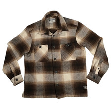 The Stronghold Mens Shirt L Brown Cream Plaid Overshirt Jacket Flannel Thick
