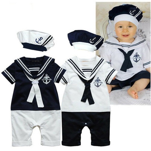 Baby boys sailor navy romper - boys,