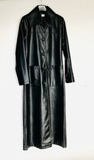 Black Vegan Leather Coat Designer Weili Zheng New Size S