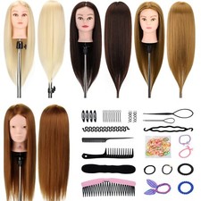 22-28 inch Real Hair Training Head Hairdressing Styling Practice Mannequin Doll