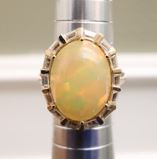 Opal ring 14K gold diamond