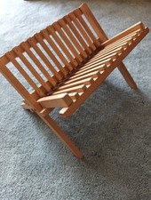 Wooden Pretend Play Dolls Washing Up Dish Plate Drainer Drying Rack 