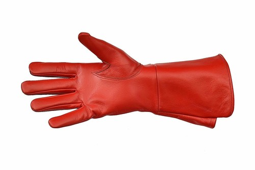 Leather gloves long arm cuff - gloves,