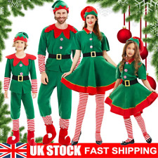 Kids Adults Christmas Elf Costume Cosplay Fancy Dress Xmas Santa Helpers Outfit 