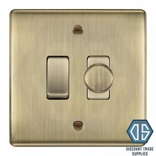 BG Antique Brass 2 Gang Switch 1x LED Dimmer Module 1x 2 Way Custom Grid