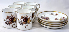 Golden Fruit Coffee Set Small Cups and saucers Royal Tuscan Chelsea Bone China