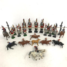 Vintage Die Cast Figures Soldiers Horses 27 Pieces Used As Seen