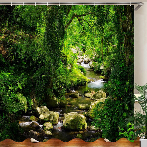 Garden shower curtain green - garden,