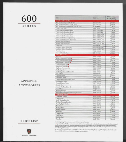 Rover 600 series accessories - rover,