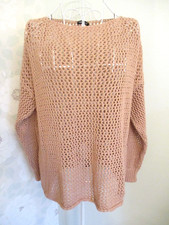 Volumex women's pale terracotta crochet style long sleeve jumper fit appx 12/14