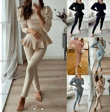 Womens Ladies Frill Peplum