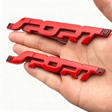 2pcs Red Car Metal 3D SPORT Logo Emblem Badge Sticker Trunk Fender Decor Decal