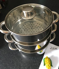 4 Piece SS Induction Steamer Set + Glass Lid 18cm -Ref 228