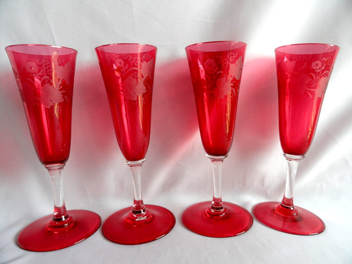 Vintage set cranberry red - set,
