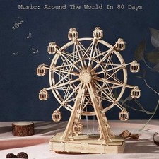 ROKR DIY Rotatable Ferris Wheel 3D Wooden Puzzle Music Box for Adults Xmas Gift
