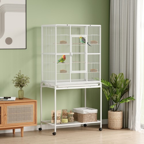 Pawhut rolling bird cage - bird, w/