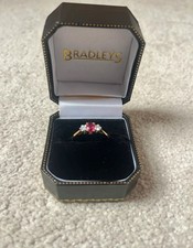 Ruby & Diamond Ring 18ct (Ruby & Diamond 18ct Yellow Gold, Three Stone Ring)