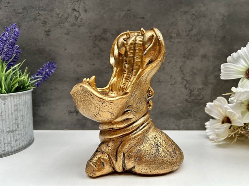 Hippo mobile phone holder - hippo, gold