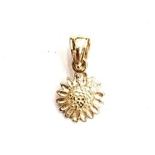 New 14k yellow Gold solid tiny sunflower girasol Pendant charm fine jewelry 0.7g