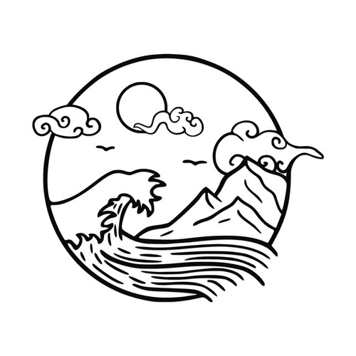 Mountain wave sun decal - wave,
