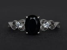 Black Spinel Ring Natural Oval