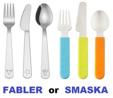 IKEA CHILDRENS KIDS FORK KNIFE SPOON 3 PIECE CUTLERY SET FABLER SMASKA