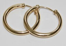 9ct Gold 18mm Capped Sleeper Hoop Earrings - Solid 9k Gold