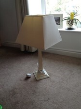 Laura Ashley Cream Pillar Lamp Tall Bedside Living Room Shabby Chic Light Warm