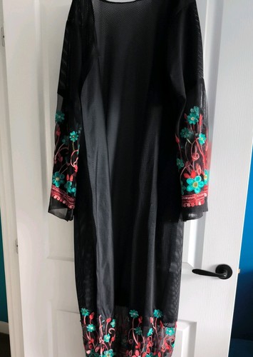 2womens black sheer kimono - sheer,