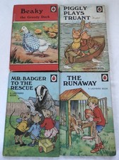 4 VINTAGE LADYBIRD BOOKS - SERIES 401 - THE RUNAWAY,PIGGLY PLAYS TRUANT,BEAKY