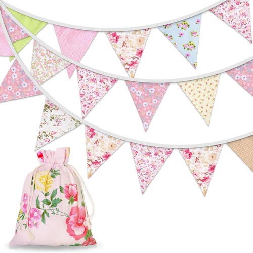 Floral fabric bunting - fabric,