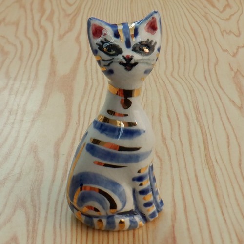 Cat vintage ornament blue - ornament,