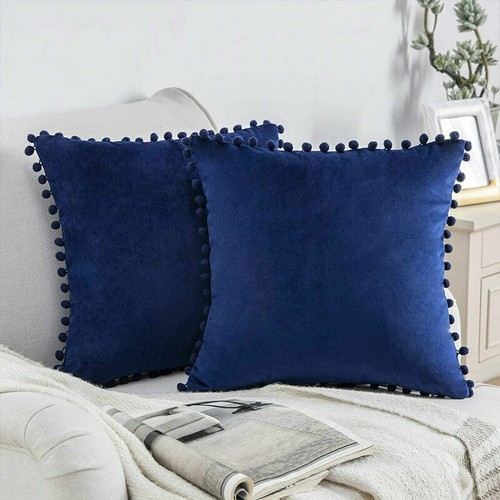 Pom poms velvet cushion - uk,