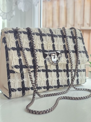 Black white tweed - white,