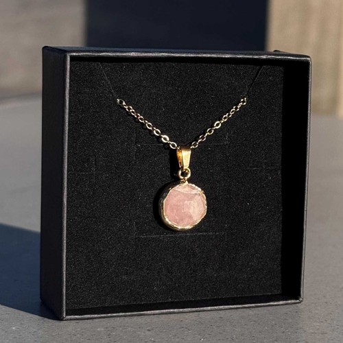 Rose quartz pendant necklace - quartz, |