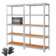 2 x 5 Tier Metal Shelf Storage Unit Shelving Shelves Racking Warehouse Rack Shed