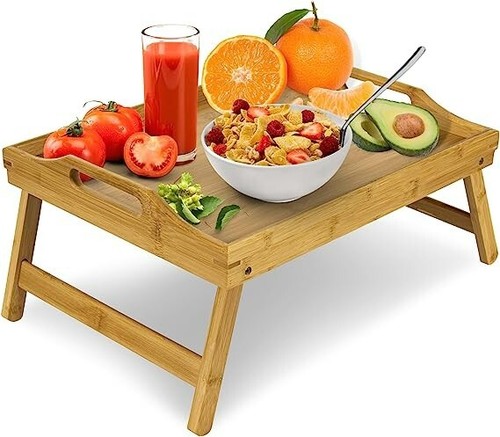 Bamboo wooden bed - bed, tray
