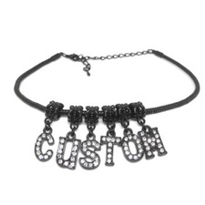 Custom Black Crystal Letter Anklet Swinger Hotwife BBC Queen Of Spades QOS Vixen