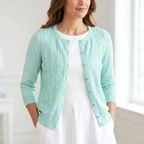 Talbots aqua sequin - sequin, textured
