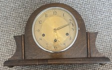 Antique Mantle Clock Dark Wood By HAC Crossed Arrows Chiming Clock