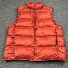 Uniqlo Jacket Mens XXL Orange Ultra Light Down Gilet Packable Lightweight Puffer