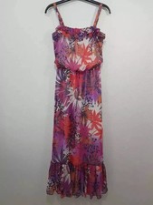 TU Casual Summer Maxi Dress Size 8 Multi Floral Zip Lined Strappy Holiday