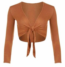 WOMENS PLAIN TIE KNOT SHRUG