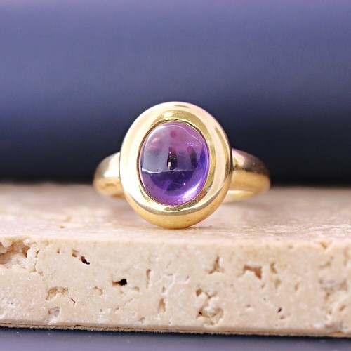 18ct yellow gold amethyst - 18ct, ring