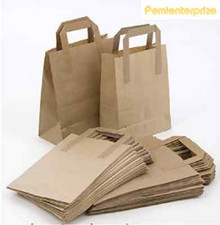 PACK OF 100 SMALL BROWN KRAFT CRAFT PAPER SOS CARRIER BAG LUNCH DINNER TAKE AWAY