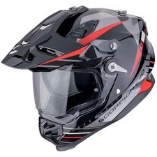 Scorpion ADF-9000 Feat Black Silver Red Dual Sport Adventure Motorcycle Helmet