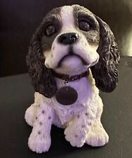 King Charles Spaniel Puppy Dog With Metal Tag Sitting Leonardo Collection Figure