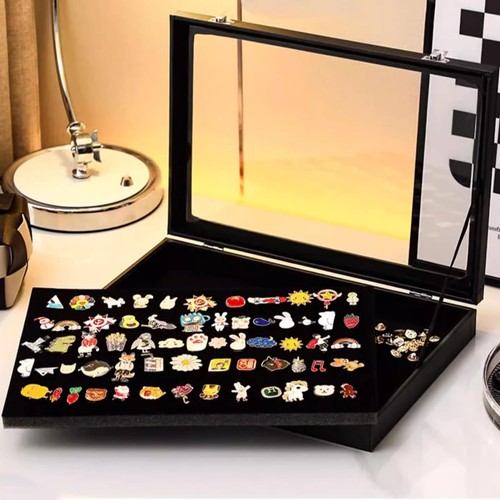 Velvet display case with clear - velvet,