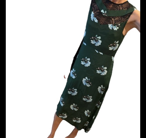 Maje green floral midi dress - floral,