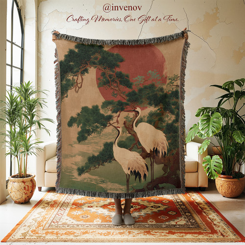 Japanese crane woven - japanese,